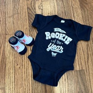 NWT Newborn Baseball Onesie and Socks
